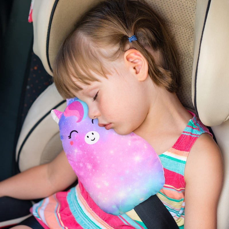 FIODAY Car Seat Belt Covers for Kids Unicorn Seat Belt Pillow Soft Seat Belt Cushion Adjust Seat Strap Pillow Head Neck Support for Children Boys Girls Travel, Purple - Image 4